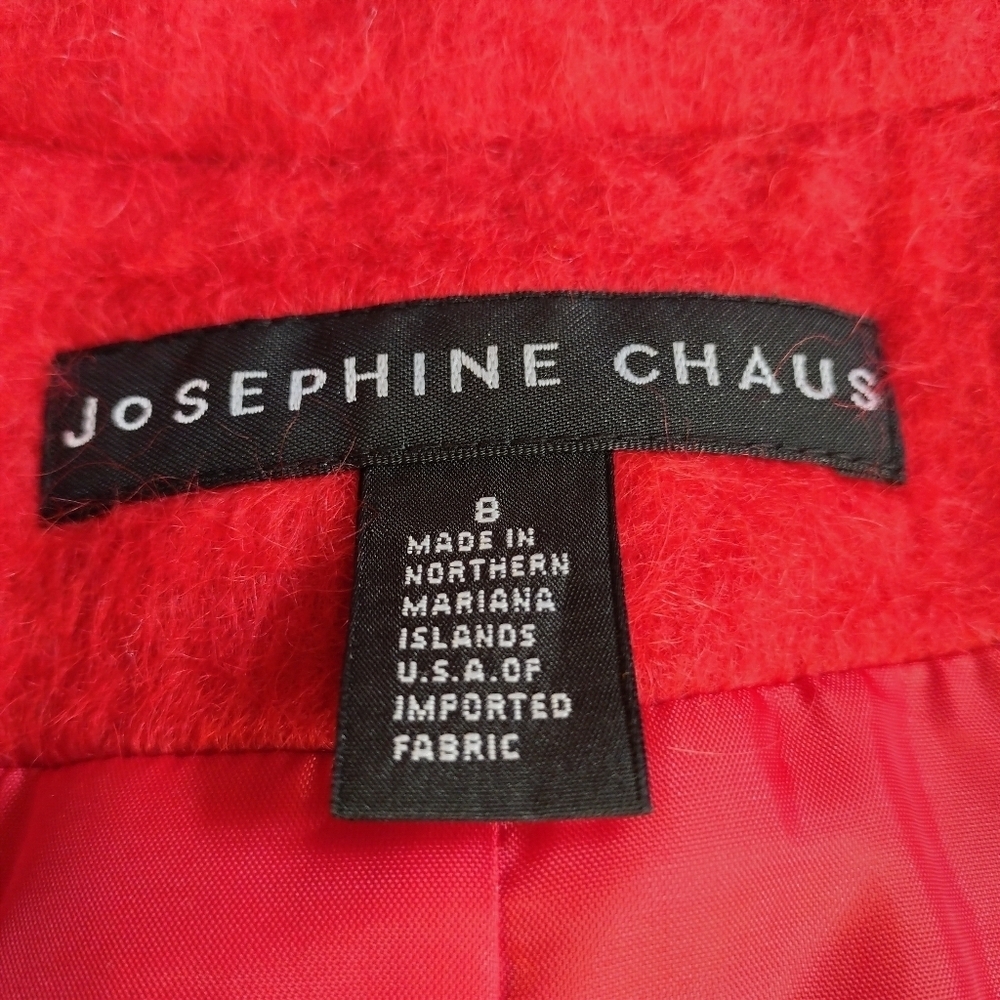 Josephine Chaus RED Fluffy Textural Wool Blend Blazer Jacket Size 8 - Picture 8 of 9